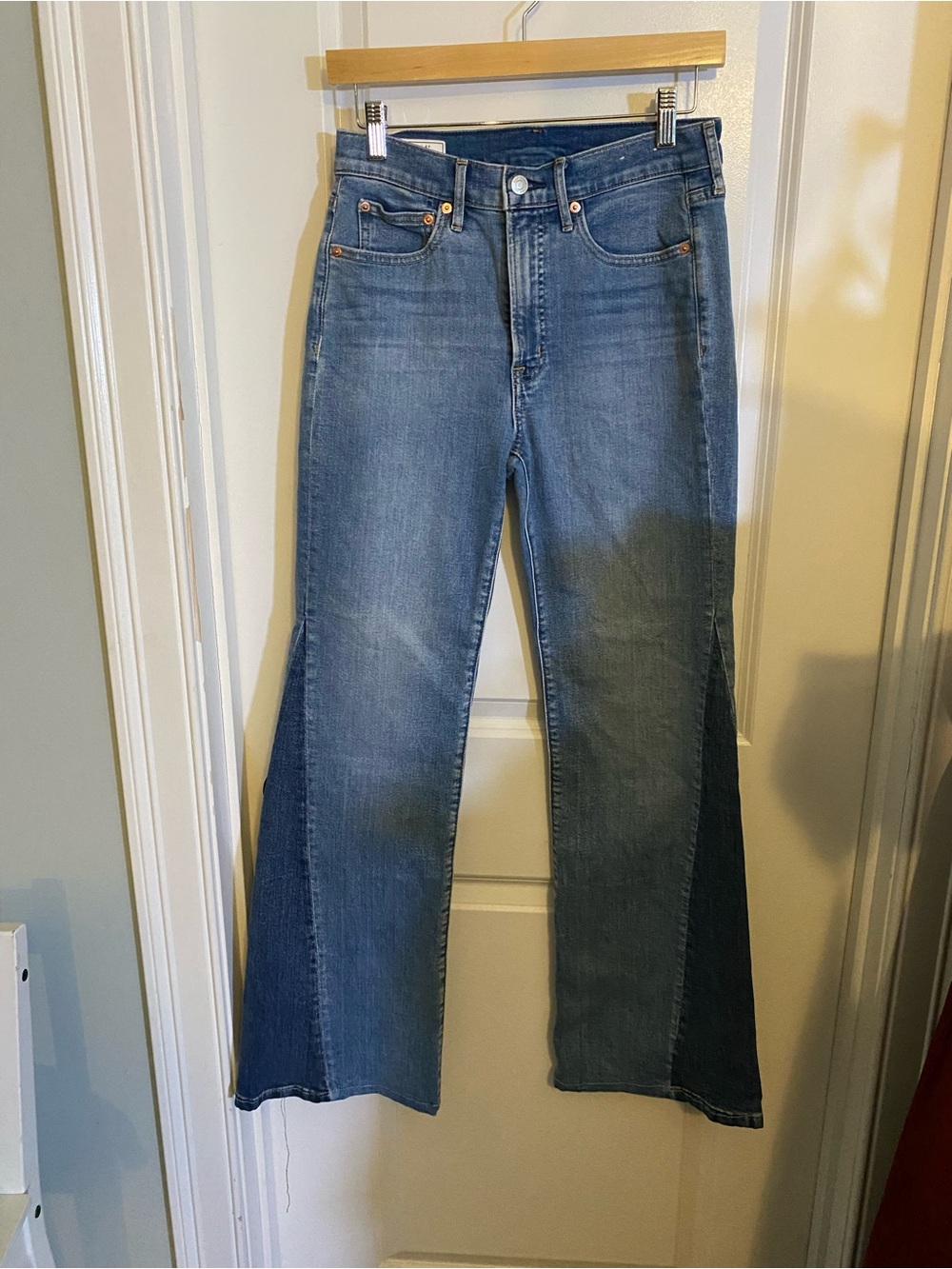 GAP 70s Flare High Rise Two-Tone Jeans